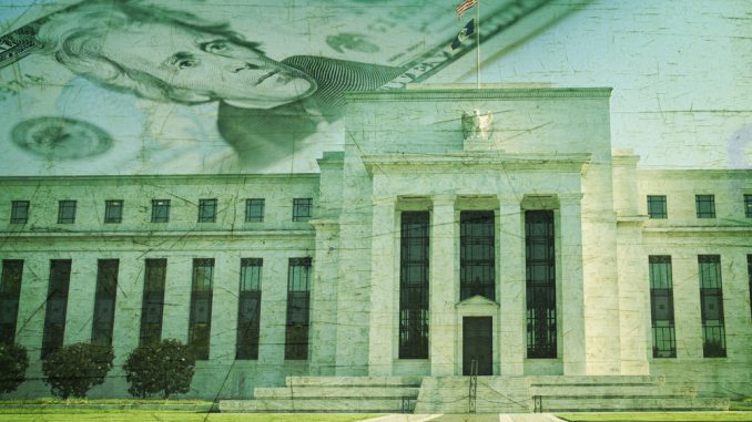 The,Federal,Reserve,Building,In,Washington,Dc,Superimposed,On,A